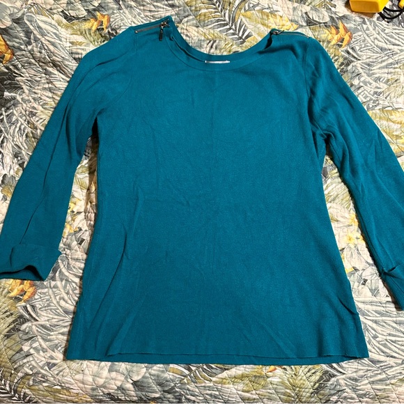 Set of 3 Roz & Ali zipper shoulder, lightweight sweaters, women’s size L - Picture 2 of 13